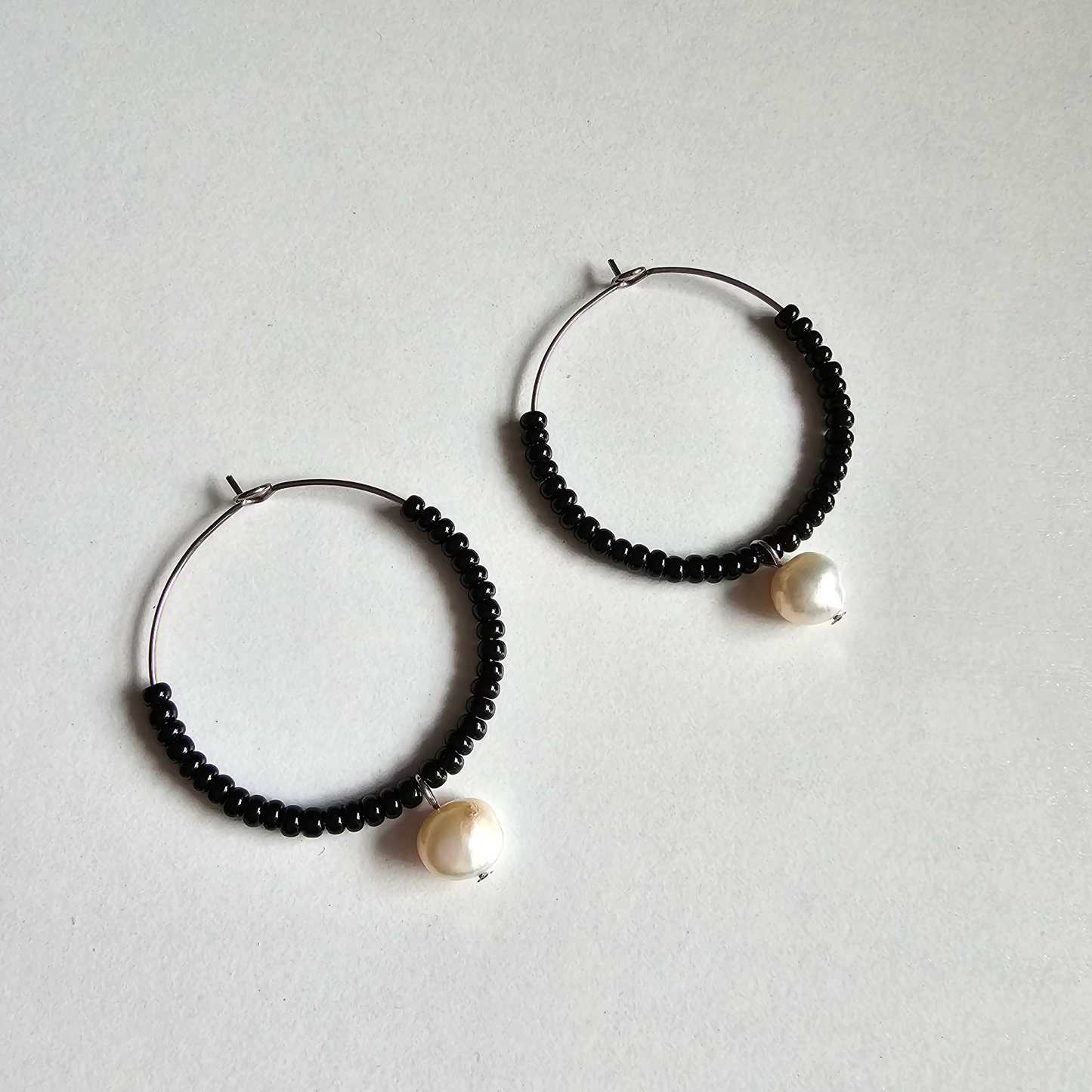Seed beads and pearl hoops