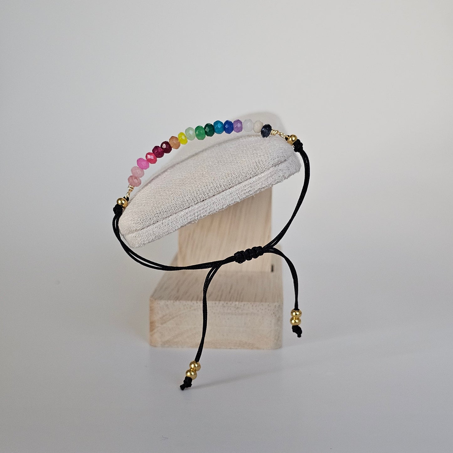 Knowted/ Black Cord-Colorful Crystals