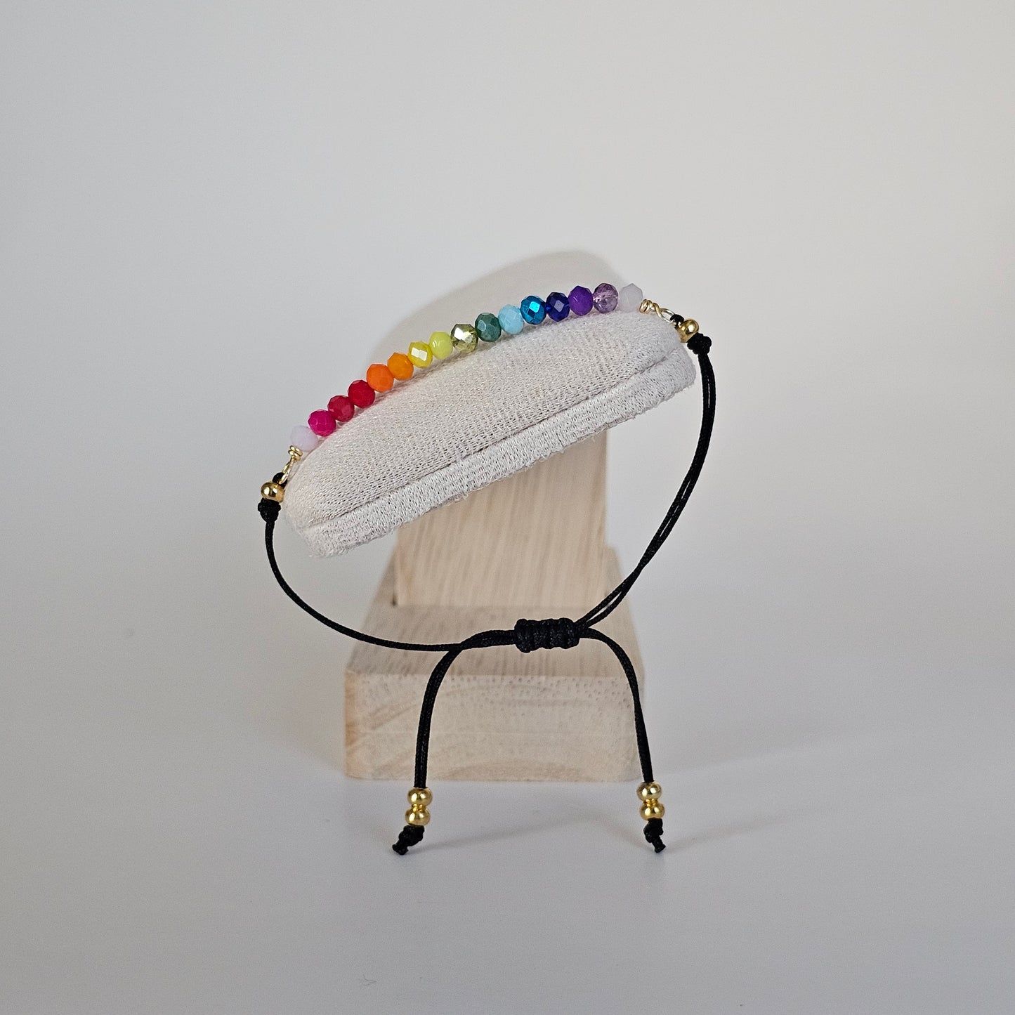 Knowted/ Black Cord-Colorful Crystals