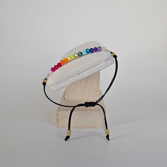 Knowted/ Black Cord-Colorful Crystals