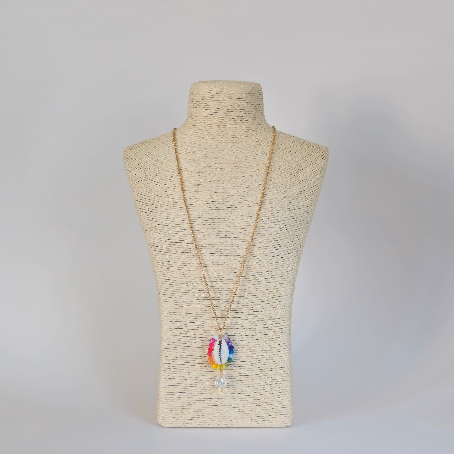 Rainbow Crystals/ Shell Charm Necklace