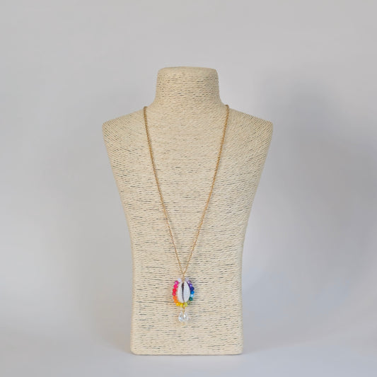 Rainbow Crystals/ Shell Charm Necklace