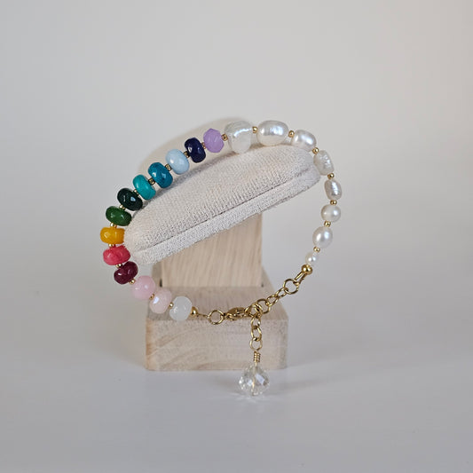 Arm Candy Bracelets/rainbow gems/half pearls